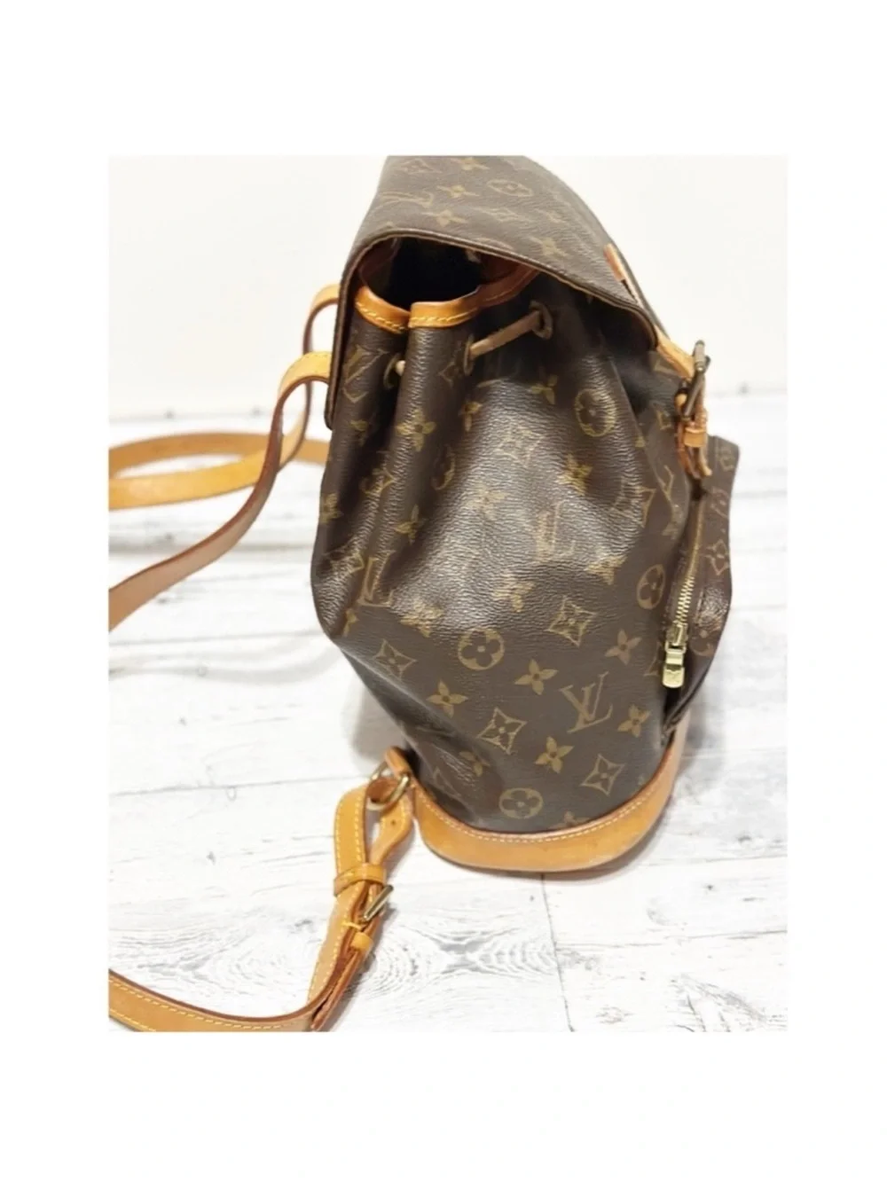 Louis Vuitton Monogram Monsieur MM Leather Fabric Brown Backpack Purse